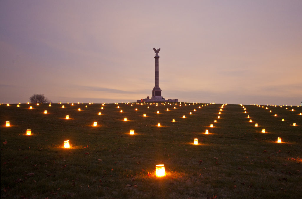 Memorial Illumination at Antietam Battlefield - Photo courtesy of the Heart of the Civil War Heritage Area