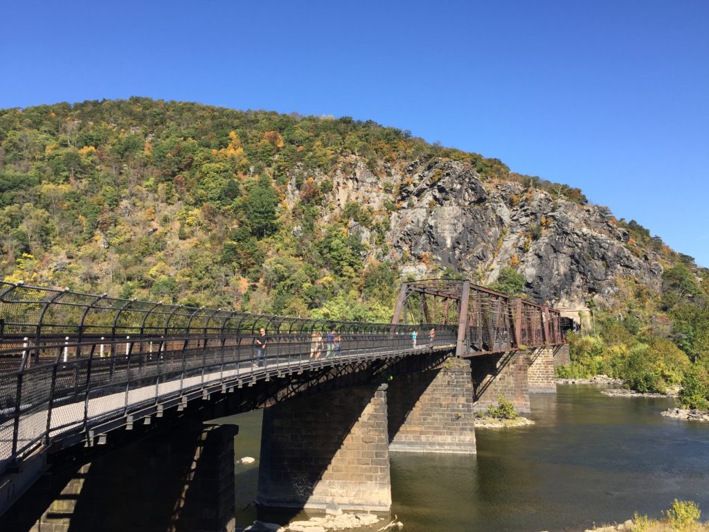 Footbridge over the Potomac River connecting the C&O Canal Towpath with Harpers Ferry