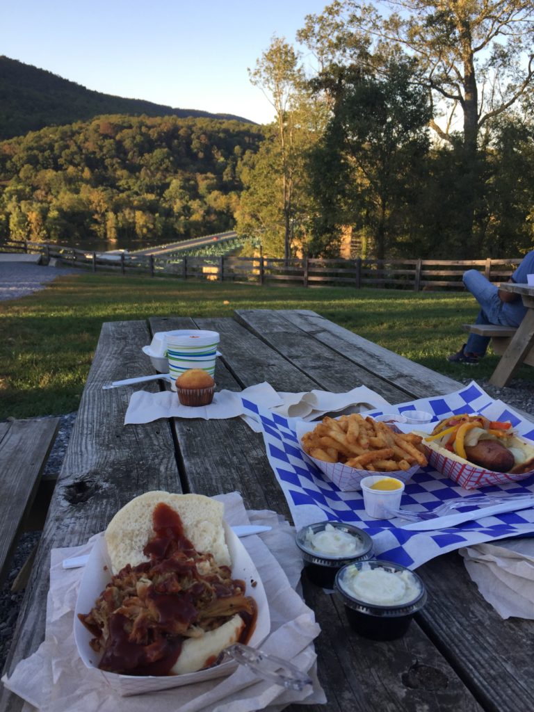 Picnic dinner with a view at Harpers Ferry Brewing