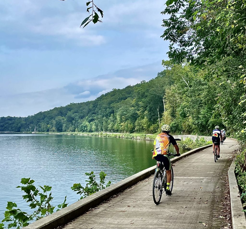 Cyclists at Big Slackwater on the C&O Canal